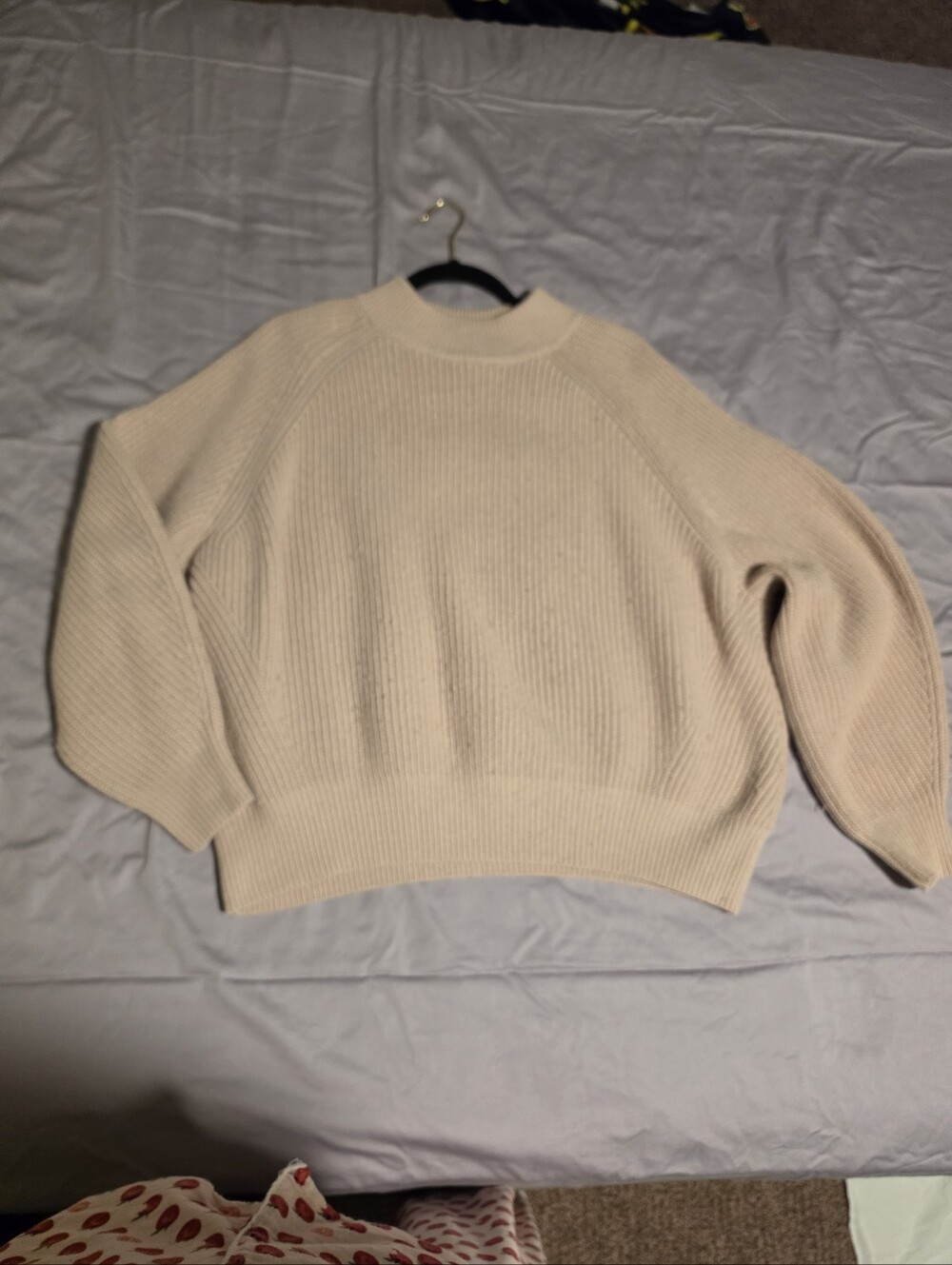 H&M Cream Ribbed Turtleneck Sweater